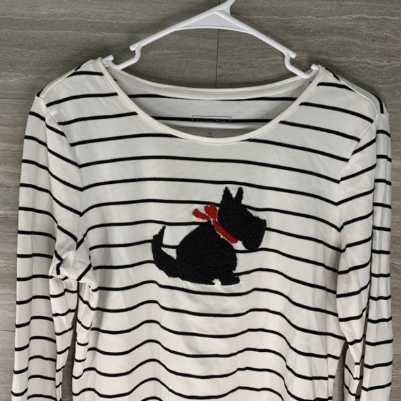 Women’s Charter Club Striped Scotty Dog Blouse - Picture 6 of 7